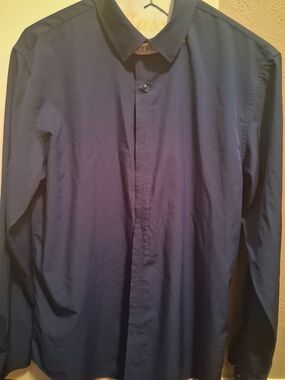 Men's Long-Sleeve Navy Shirt Jacket - Lightweight Button-Up
